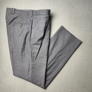Ted Baker Pants Mens 35x34 Gray Jefferson Wool Dress Plaid Tailored Trousers